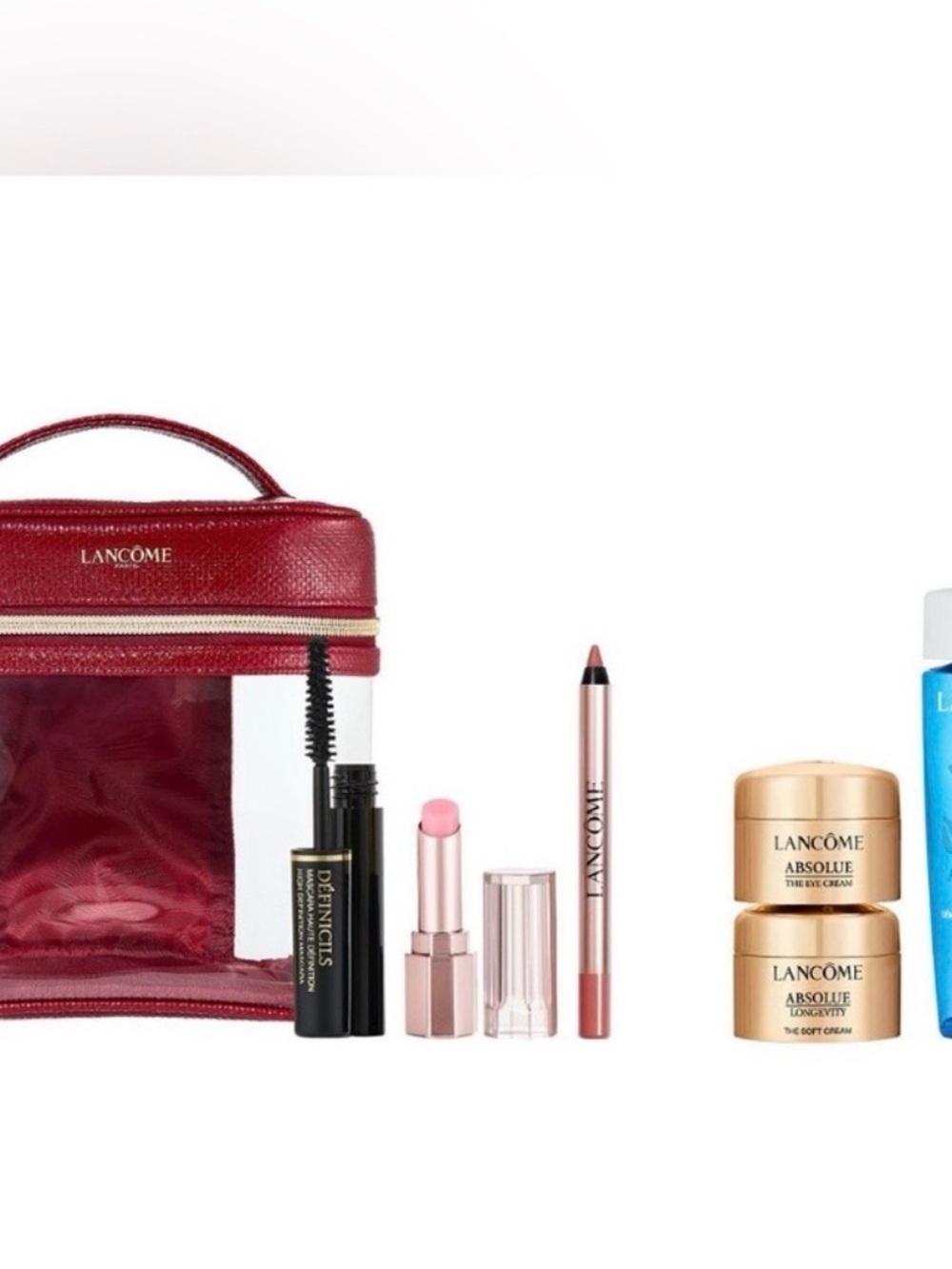 Lancome Pink Lipstick & Gold Absolue Cream Set with Red Case
